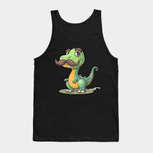 Funny Dinosaur With Mustache Beard For Adults And Kids Tank Top